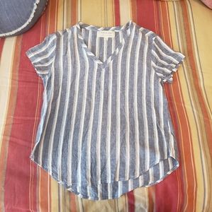 Cloth & Stone Blue and White Striped Blouse
